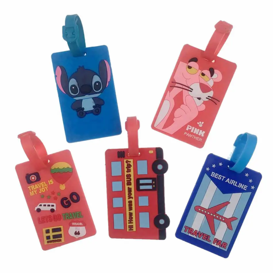 

Animal Pink Panther Luggage Tag Travel Accessories Silica Gel Organize ID Addres Holder Suitcase Baggage Portable Boarding Label