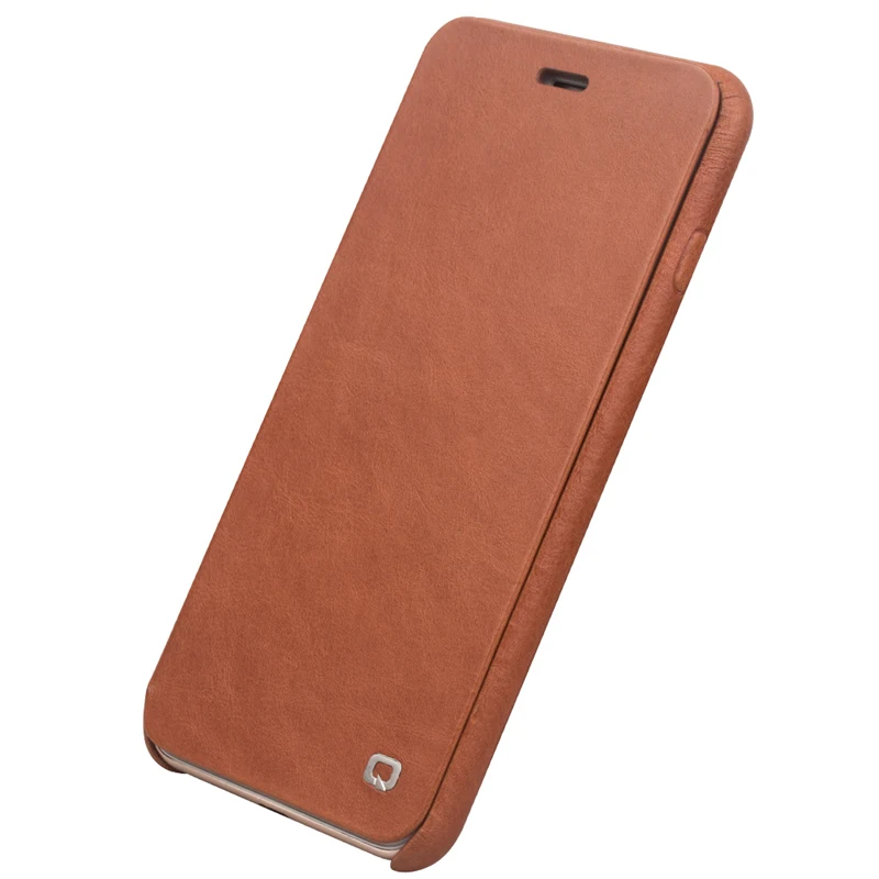 QIALINO тонкий кожаный чехол для iPhone 7 8 Plus, кошелек из натуральной кожи, откидная крышка для Apple iPhone 7 8 Plus, роскошная Ретро сумка - Цвет: Light Brown