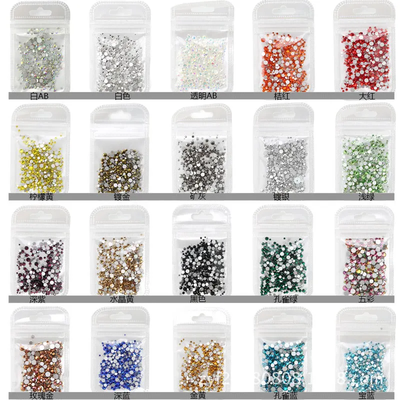 

Mixed 400pcs Crystal ss4-ss12 Nail Art Rhinestones DIY Non Hotfix Flatback Glass Nail Stones Gems For 3D Nails Art Decorations