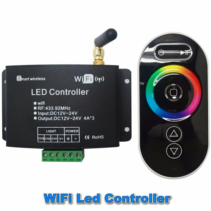 

BLYN RF Touch Remote WIFI LED RGB Controller DC12/24V Wireless Dimmer Controlled by Smartphone For 5050 3528 LED Strip