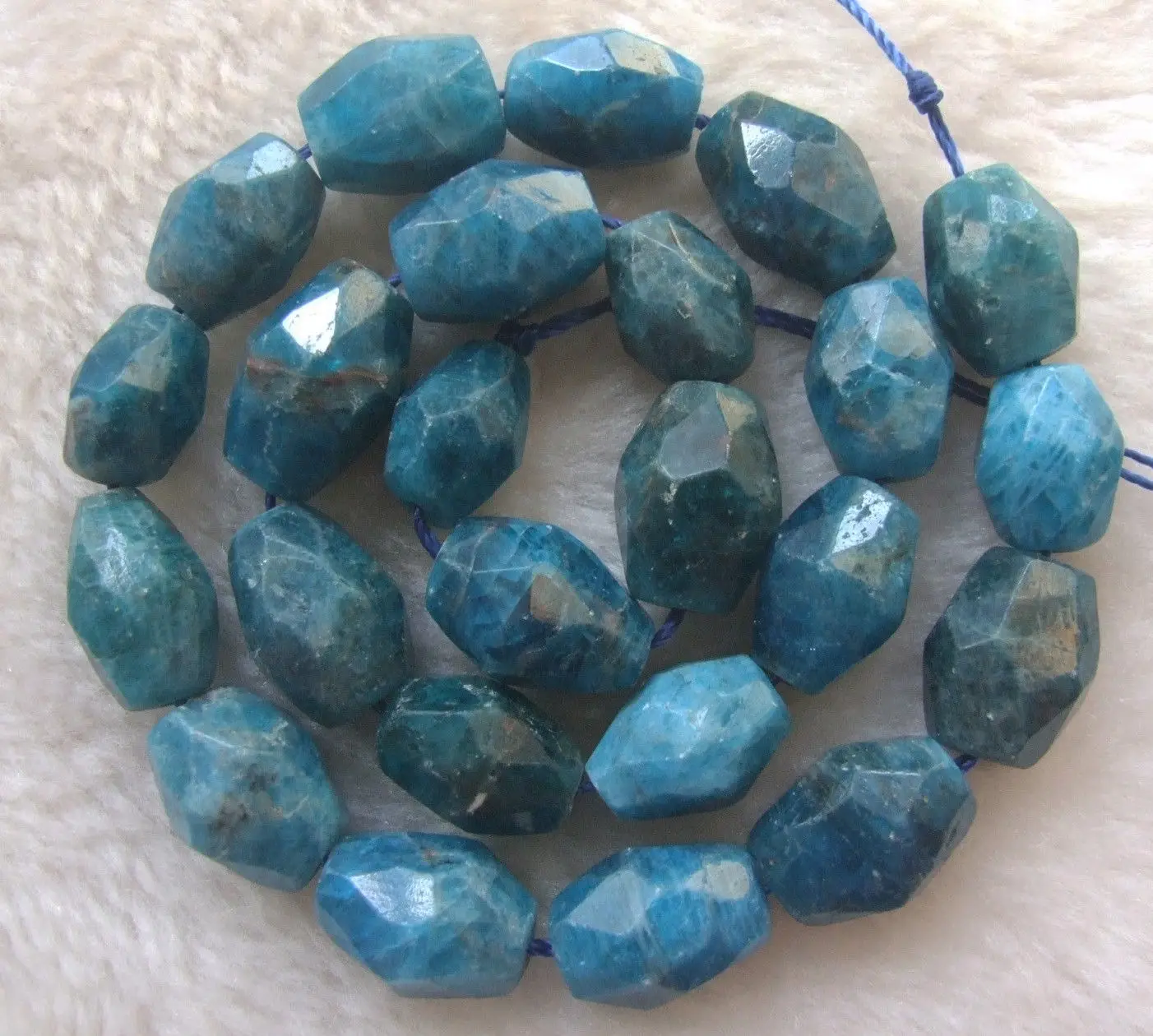 

About 10x12mm Natural Blue Apatite Faceted Freeform Loose Beads 15.5"