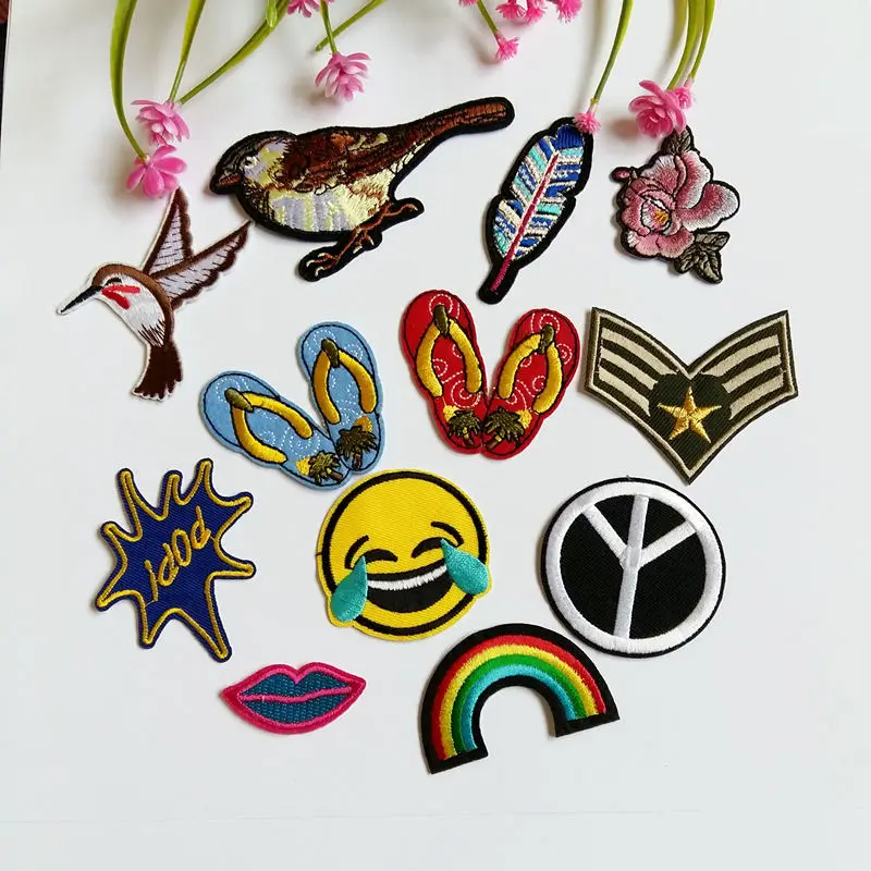 12pcs Embroidery Patches iron on Patches for clothing applique