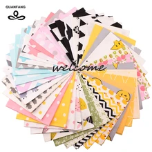 Quanfang 40 шт./лот случайный цвет печатных саржа хлопковая ткань для лоскутного шитья собственноручных швейная Baby doll детская лист 10x10 см