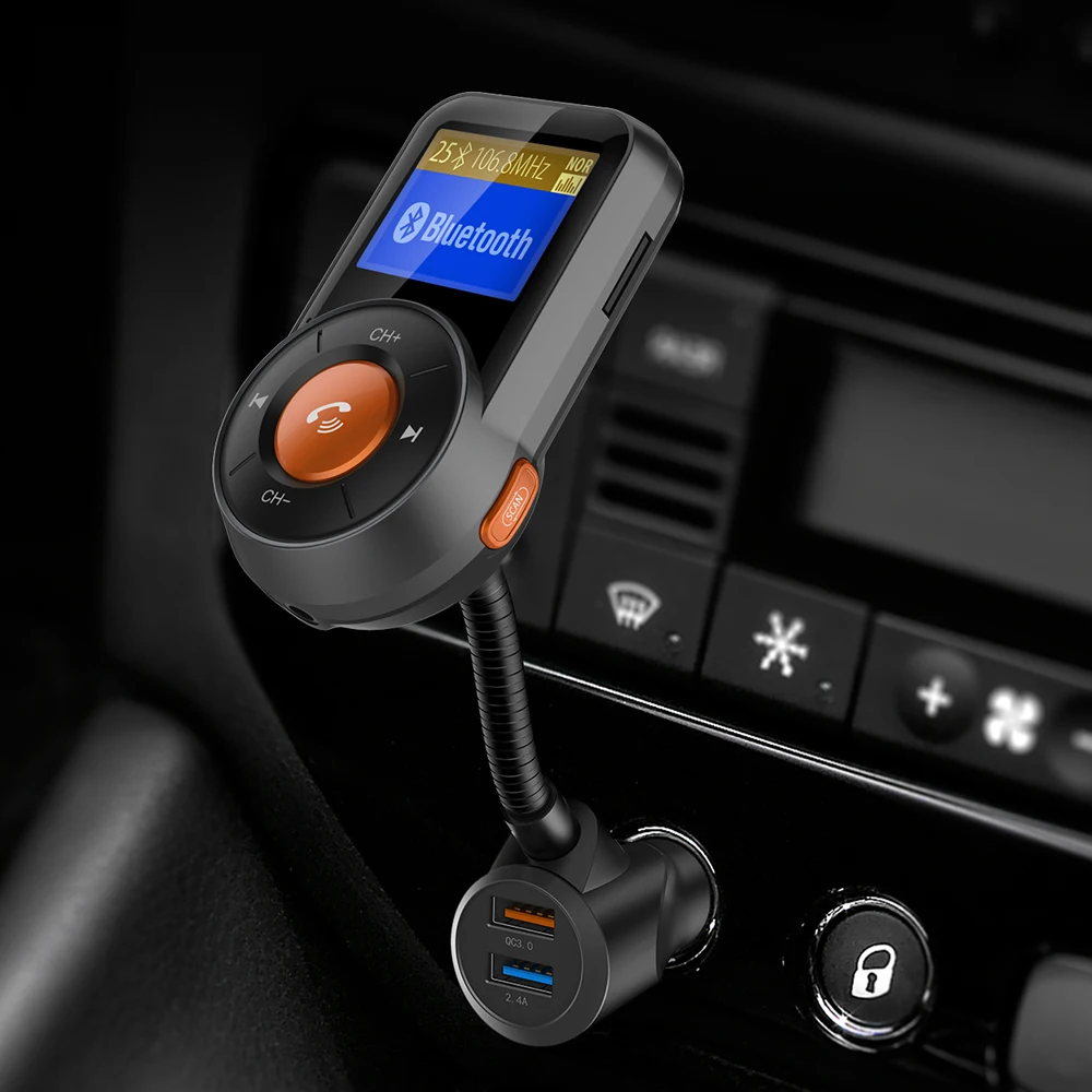 Car MP3 Player QC3.0 Fast Charge Car Charger TF Card Music aux Audio Output Bluetooth FM Transmitter Bluetooth Car Kit