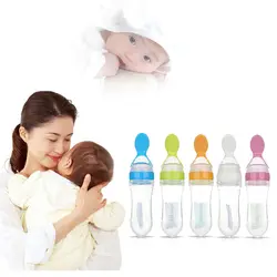 100 шт./лот сжимающая бутылочка для кормления новорожденных, силиконовая тренировочная рисовая ложка для младенцев, пищевая добавка