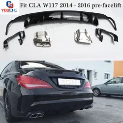 Fit Mercedes W117 CLA класс задний бампер диффузор с 4-выпускной Endpipe 2014 2015 2016 CLA180 CLA200 CLA250 CLA45 Спорт