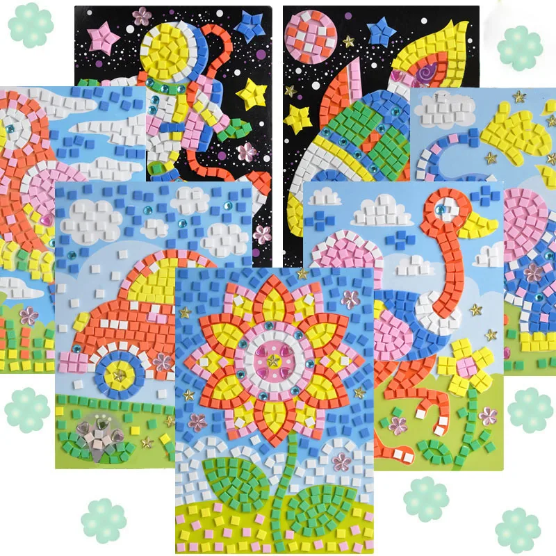

1pcs 12 Styles Can Be Choose Lot 3D Mosaics Puzzle Creative Sticker Game Animals Transport Arts Craft for Kids Educational Toy