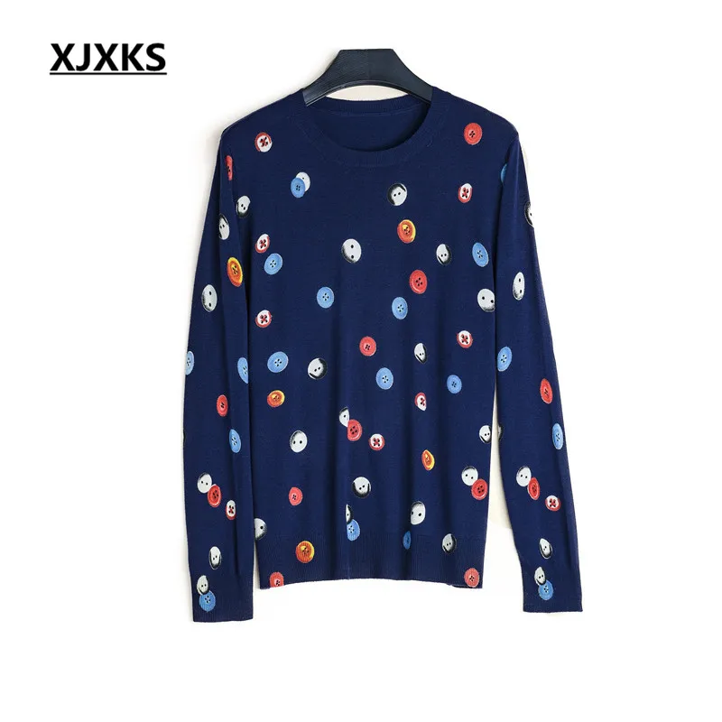 

Женский трикотажный свитер XJXKS, хлопковый, яркий, M-XXL