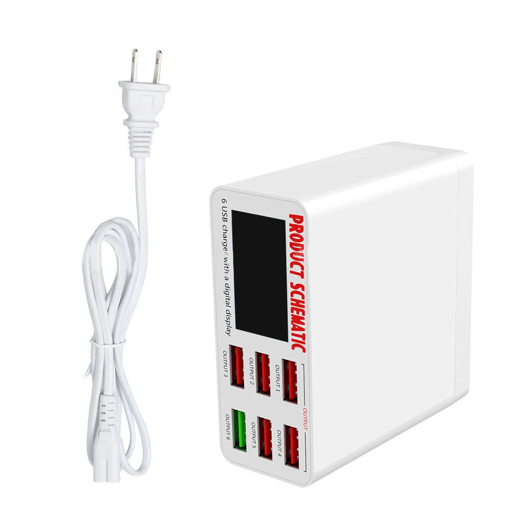 QC 3.0 USB Charger Multi USB Port Rapid Charger 6 Port USB Socket Fast Charger with LCD Display For iPhone iPad SAMSUNG Xiaomi (7)