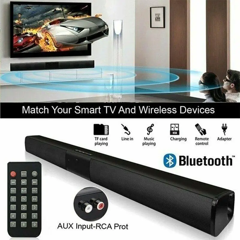 Bluetooth Soundbar TV Lautsprecher Subwoofer Heimkino System Wireless Soundbox 