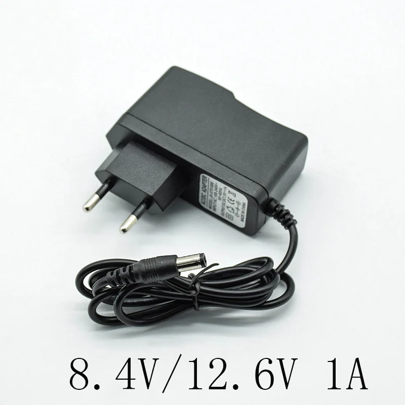 

Converter Adapter DC 8.4V/12.6V 1A/1000mA Power Supply Charger EU Plug 5.5mm * 2.5mm(2.1mm) AC to DC for 18650 lithium battery