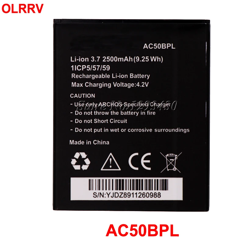 AC50BPL батарея для Archos 50b Platinum Batterie Bateria Batterij аккумулятор 2500 мАч|battery for archos|battery