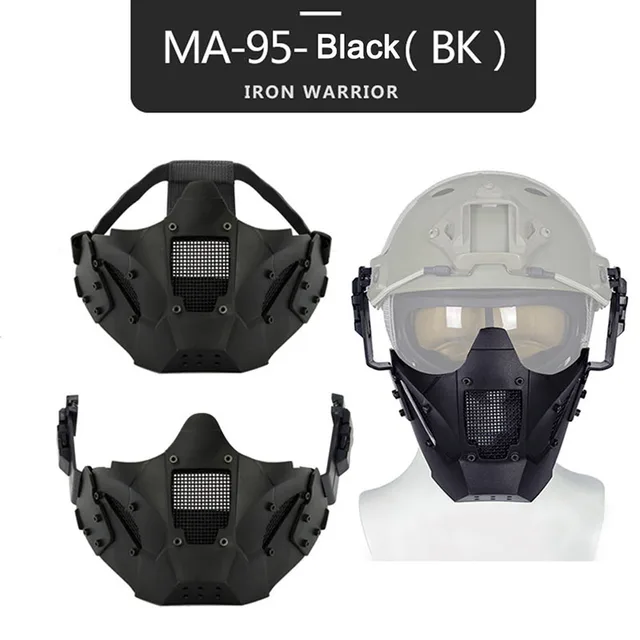 Paintball Half Face Mask Tactical Protective for CS Helmet Half Face