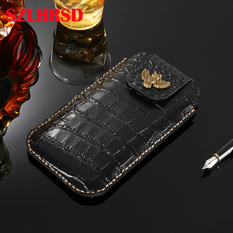 

for Jinga Hit 4G Case Genuine Leather Holster Belt Clip For Fly Power Plus 5000 Phone Cover Waist Bag Handmade for Lava Z40
