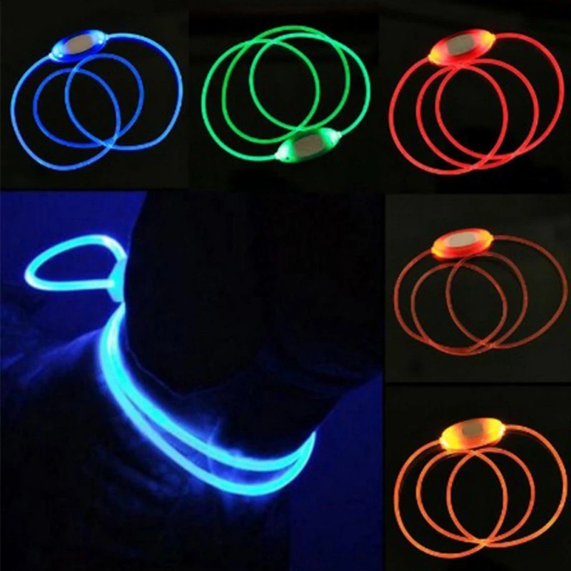 1 Pcs LED Pet Collar Adjustable Night Safety Dog Collar Luminous Light Up Pet Dog Bright Collar Leash Glow in  the Dark Outdoor