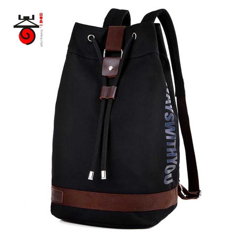 

Senkey style Men Canvas Backpack Fashion Drawstring bag Teenagers Men Women Casual Travel Rucksack Bucket Bag Student School Bag
