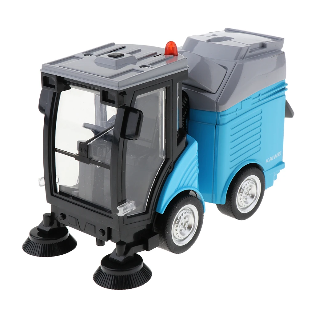Street Sweeper Diecast Alloy Figure Vehicles Toy Car Pull-back Truck for Kids Children Pretend Play - Blue, 7 x 14.5 x 9.5cm