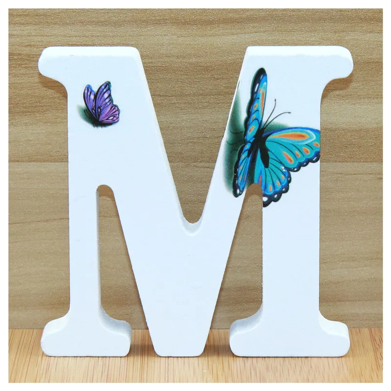 1 шт. 10 см 3D деревянные буквы бабочки декоративные буквы алфавита слова имя дизайн искусство ремесла ручной работы стоячая форма свадьба DIY - Цвет: M