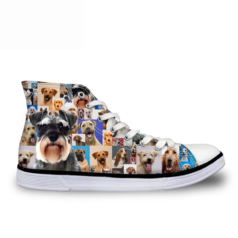 

WHEREISART Multi Fashion Unisex Animal Print Cute Dog High Top Lace Up Shoes Casual Canvas Sneakers for Women and Men
