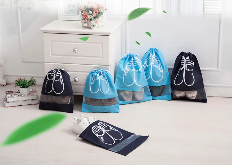 Дешевые практичные сумки на шнурках для обуви унисекс из нетканого материала обувь мешочки с завязками путешествия пылезащитные мешки