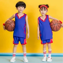 Детские баскетбольные Трикотажные изделия для мальчиков и девочек, форма для бега Наборы спортивный костюм на заказ футбольной команды Детские Молодежные баскетбольные формы, без надписей шорты