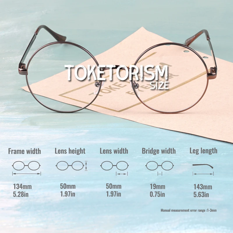 Toketorism ретро очки круглые металлические оправы для очков хипстерские оптические линзы мужские и женские 207