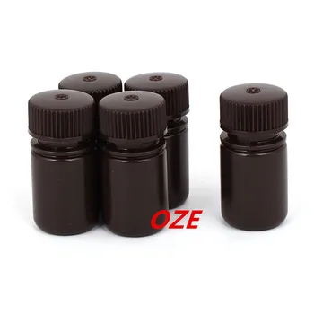 

5Pcs 25ml Plastic Wide Mouth Laboratory Reagent Bottle Sample Bottle Brown