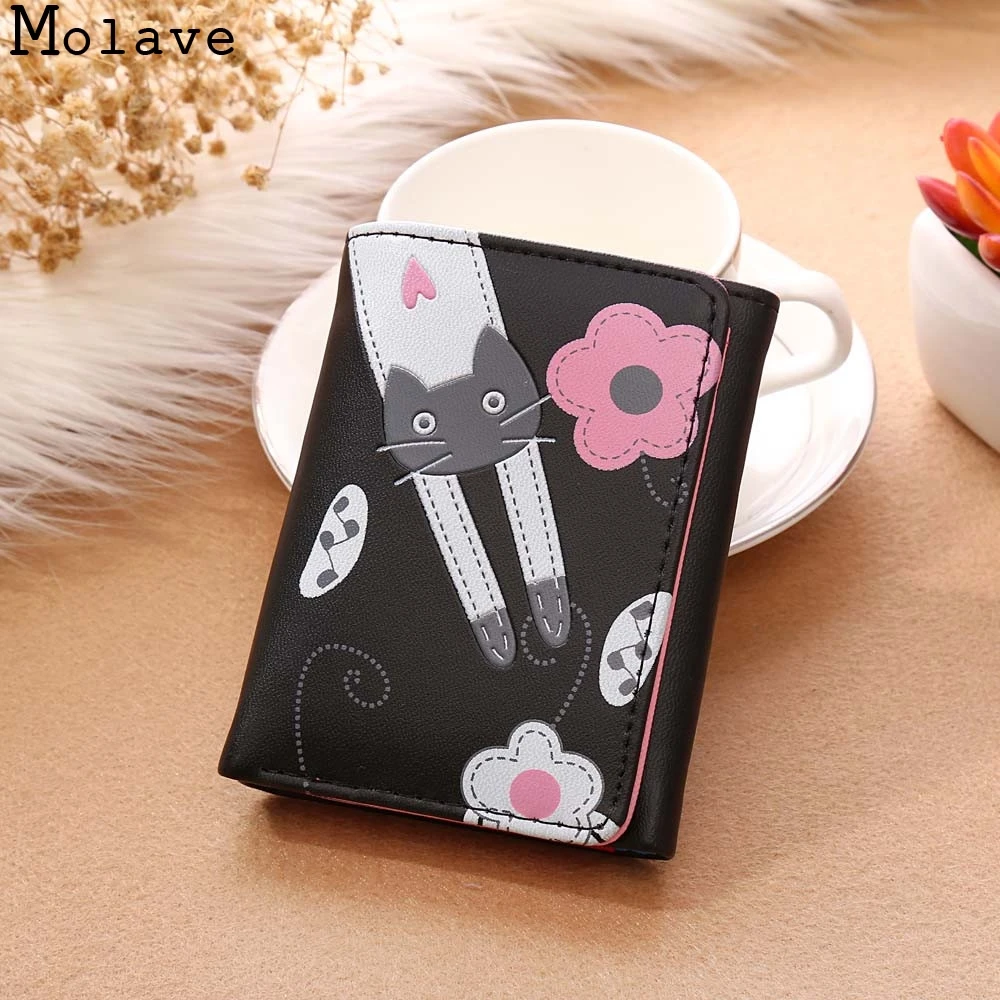 

MOLAVE wallet Women Cat Flowers Pattern Hasp Coin Short Card Holders Handbag Purse fashion wallet female famous dec20