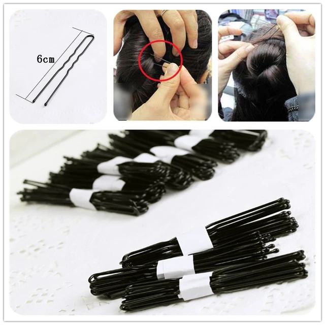 50/100Pcs Women Black Hair Pin Hair Clips Metal Thin U Shape