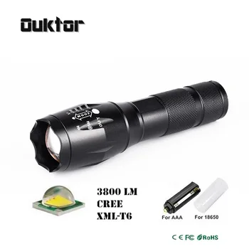 

Portable LED Flashlight LED Torch Zoomable Flashlight 4000LM CREE XM-L T6 LED 5 Mode Light For 18650 or 3xAAA Battery