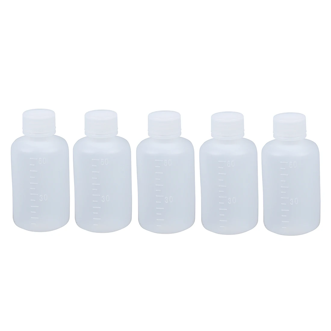 

60ml Clear Plastic Cylinder Shaped Chemical Agent Bottle 5 Pcs