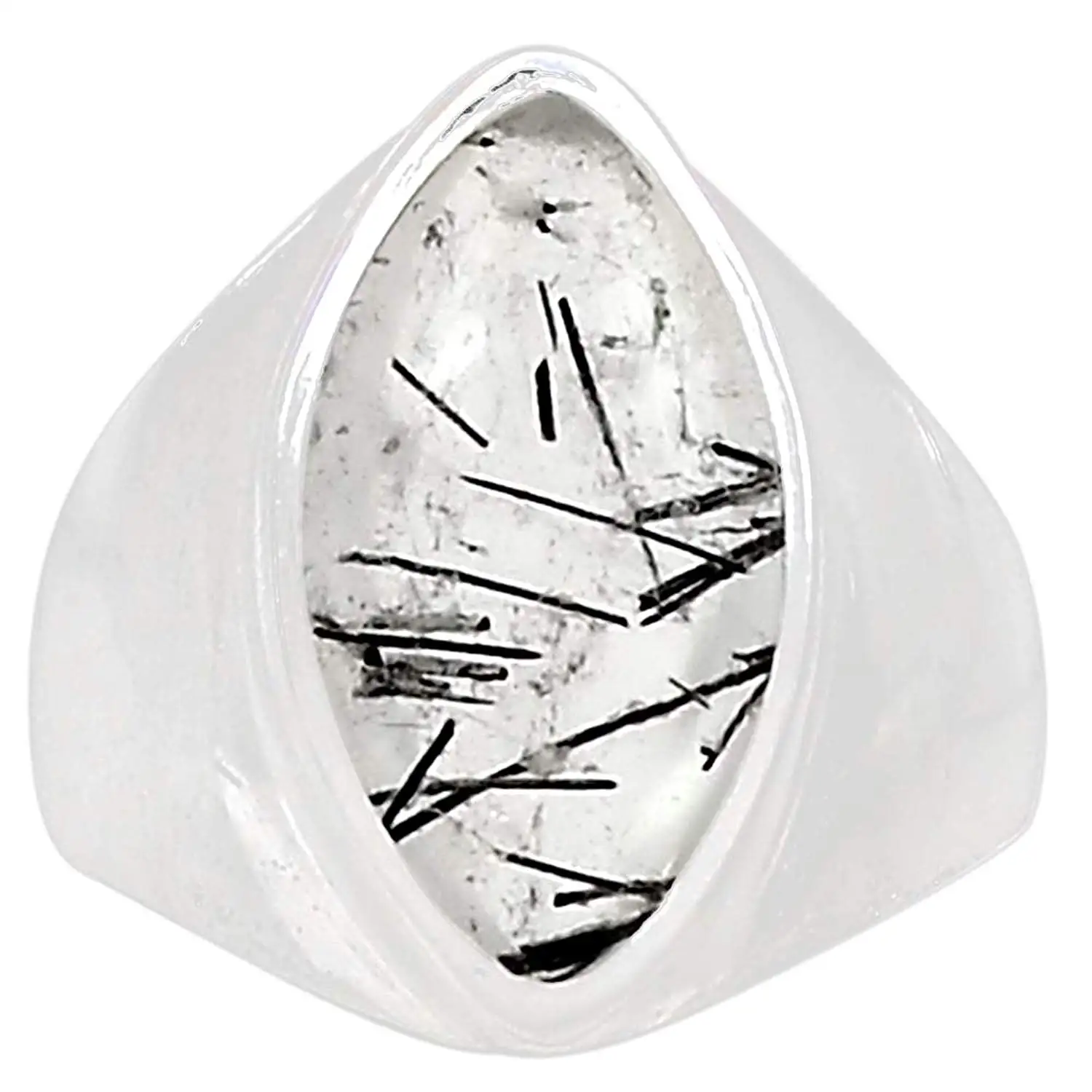 Подлинное черное рутиловое кольцо из стерлингового серебра 925 пробы, размер США: 8,25, MHBAR3631|Кольца| | АлиЭкспресс