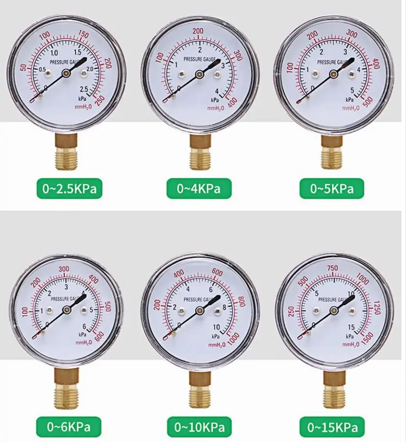 YE-60 diaphragm pressure gauge water meter column surface micro pressure gauge 5KPA 10KPA 15KPa 20KPa 25KPa 30KPa gas meter