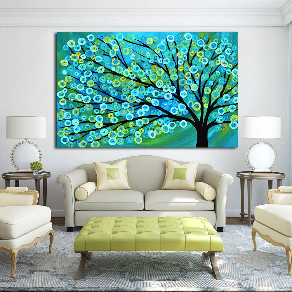 QC1197-Blue Gold Abstract Tree-5