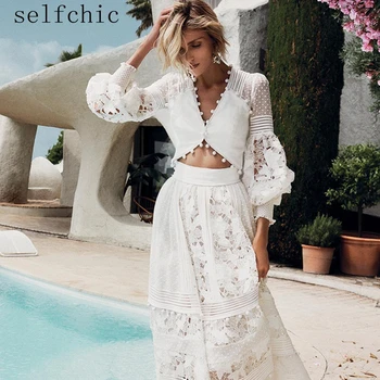 

woman white crop tops runway hollow out embroidery long sleeve sexy blouses 2020