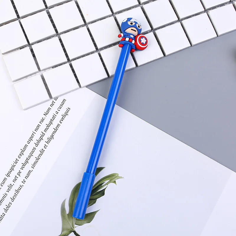 Милые 0,5 мм супер герой Человек-паук Капитан Америка Железный человек гелевые студенческие ручки для письма ручки для подписи корейские канцелярские принадлежности - Цвет: A