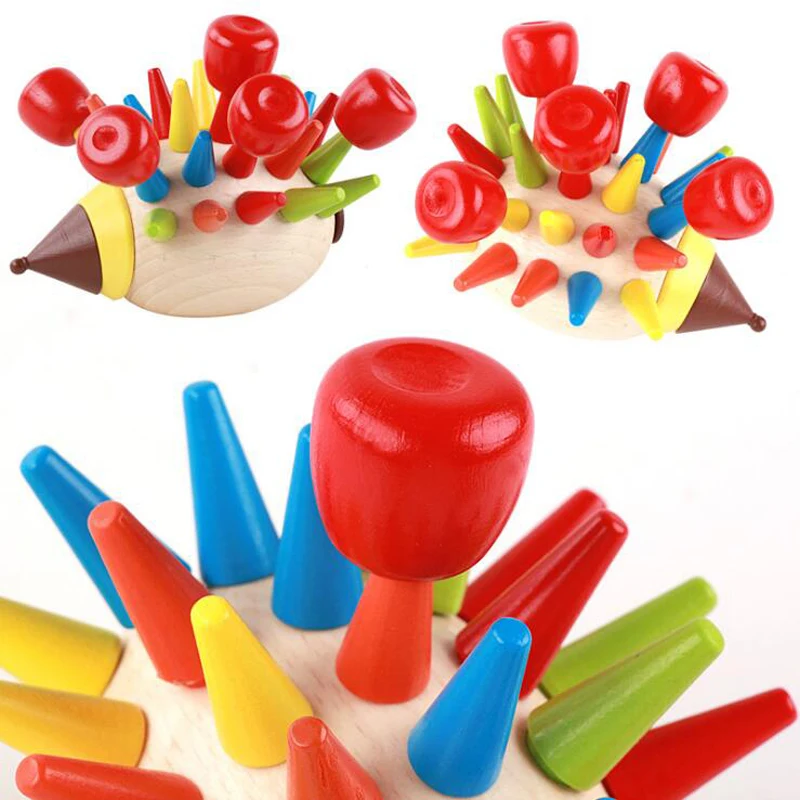 Montessori-Children-Learning-Education-Wooden-Toys-Hedgehog-Game-Memor-Checkers-Birthday-Gift