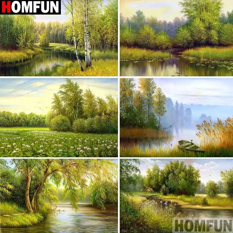

HOMFUN Full Square/Round Drill 5D DIY Diamond Painting "Landscape map" 3D Embroidery Cross Stitch 5D Home Decor Gift A13120