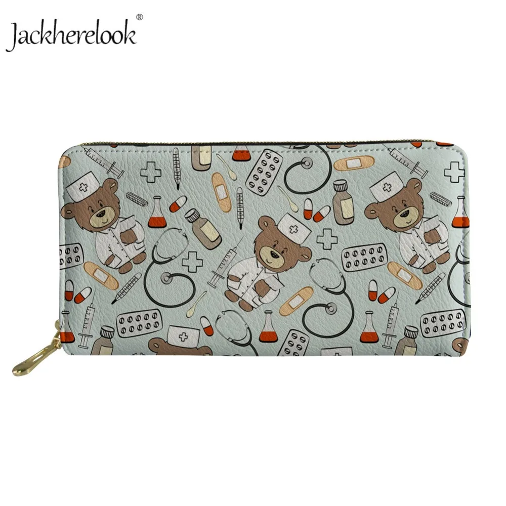Женский кошелек Jackherelook с мультяшным принтом медведя длинный клатч кошельки