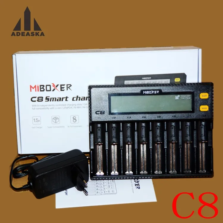 Интеллектуальное зарядное устройство Miboxer c8, 8 слотов, всего, 4 а, выход, умное зарядное устройство для IMR18650 16340, 10440, AA, AAA, 14500, 26650 и USB устройства - Цвет: c8