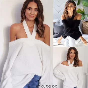 

HIRIGIN Newest 2020 Oversize Women Off Shoulder Batwing Sleeve Knit Sweater Tops wINTER Snow Warm Pullover Outwear