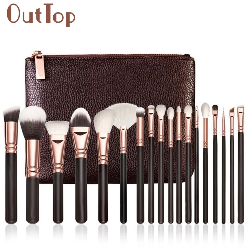 

18 pcs Top Quality Full set Rose Gold Makeup Brush Complete Eye Set Tools Powder Blending Brush with free cosmetic bag FEB21