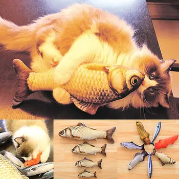 

Funny Lifelike Fish Shape Pet Cat Kitten Teaser Cute Simulation Fish Playing Toy Catnip Toy Pillow Doll