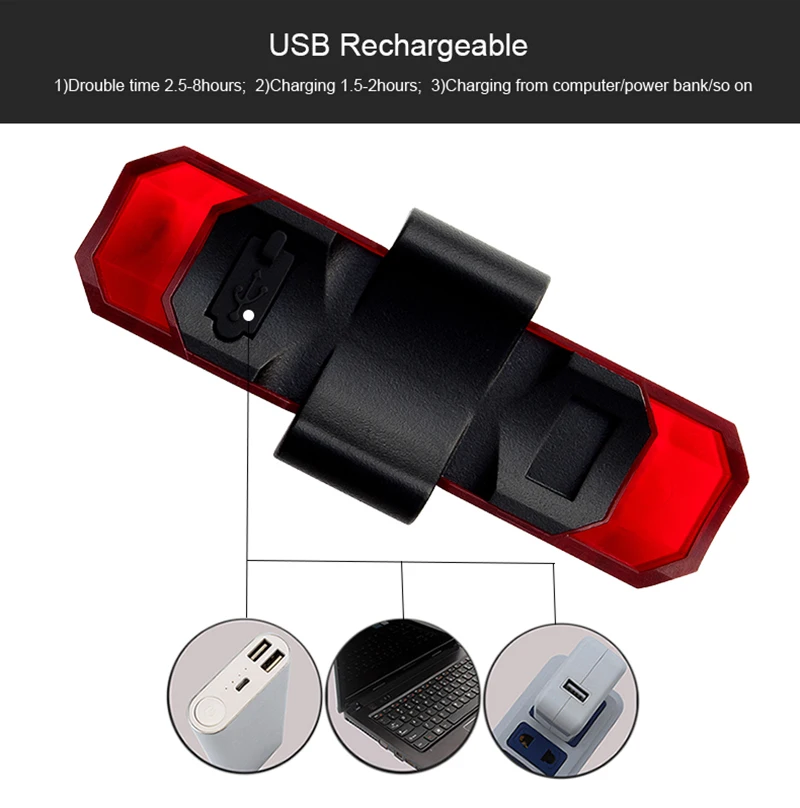 Perfect BCXYMQ USB Rechargeable built-in battery Bicycle Light  Safety Warning Taillight Druable  3 hour Cycling Accessories Bike Light 5