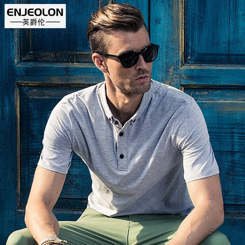 Enjeolon brand 2017 new font b Mens b font casual short sleeve polo font b Shirts