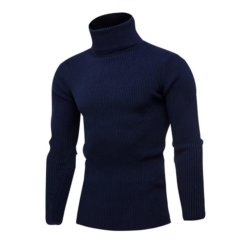 Осень-зима, мужской свитер с высоким воротом, толстый Повседневный свитер, мужской облегающий вязаный свитер с высоким воротом, пуловеры, одежда - Цвет: color12