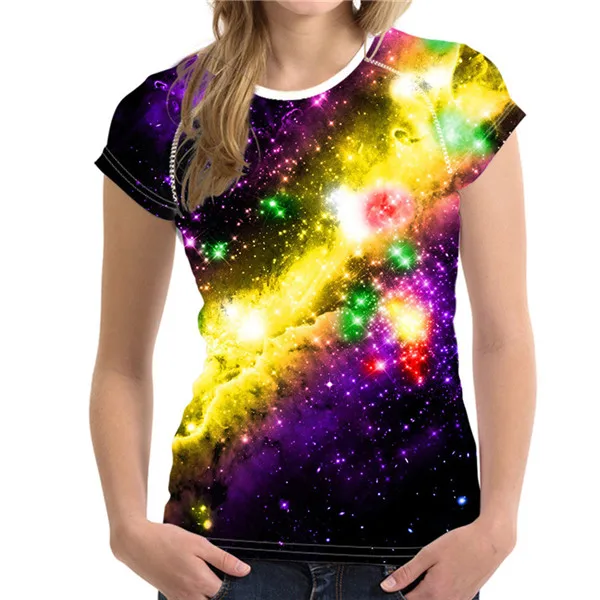 Nopersonality Cool Galaxy Women T shirt Star Print Summer Tops Femme