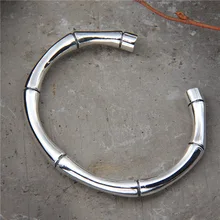 Модные ювелирные изделия простой бамбук S925 стерлингового серебра Ретро тайский серебряный для мужчин и женщин личности пара моделей Браслеты Открытый