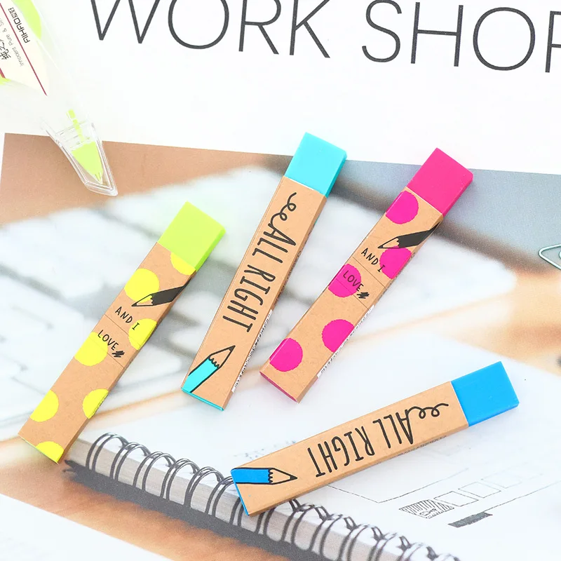 2pcs/set Mini Pencil Colored Long Eraser Kids Erasers in Eraser from