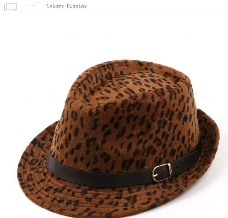 Корейский стиль Мужская Женская кепка весна осень леопардовая печать федоры повседневный черный пояс Трилби шляпа причудливая джазовая шляпа Боулер Дерби шляпа